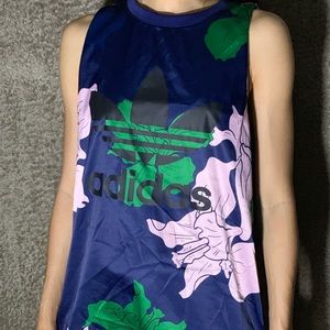 Adidas floral silk shirt